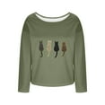 thumbnail image 4 of Tops for Women Printed Long Sleeved Winter Round Neck Pullover Knit Sweater,Women's Long Sleeve Tops Army Green XL, 4 of 4
