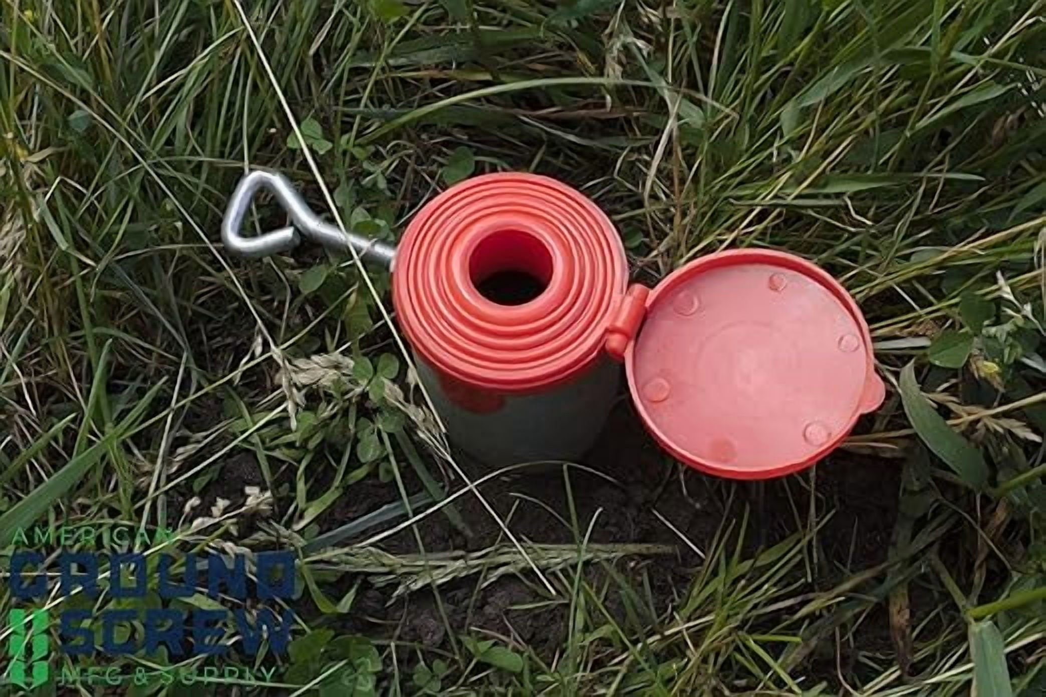 American Ground Screw Model 2 Premium No Dig Ground Anchor - Post & Flag Pole Base Ground Mount - Screw in Post Stake, 22" Inch Long, (Fits Round Poles 1” - 2 3/8") Replacement Fence Post Anchor DIY