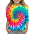 thumbnail image 2 of Spazoro Kids Girls Shirts Tee, 3/4 Sleeve Fashion Print Crew Neck 2025 Casual Loose Tops for Child Girls Multicolor Size 9 T, 2 of 5