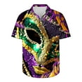 thumbnail image 5 of successthop Purple Button down Shirt Men Plus Size Long Sleeve Polyester Casual Button up Mask Printed Mardi Gras Celebrations Blouse Tops for Mardi Gras Event XL, 5 of 5