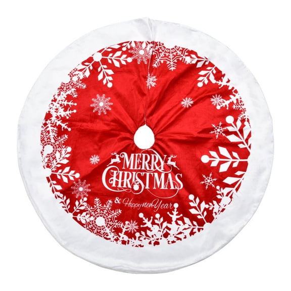 36/48 Inch Christmas Tree Skirt Red Large Plush Xmas Tree Mat with Merry Christmas Patterns Soft Thick Holiday Decor for Home Party