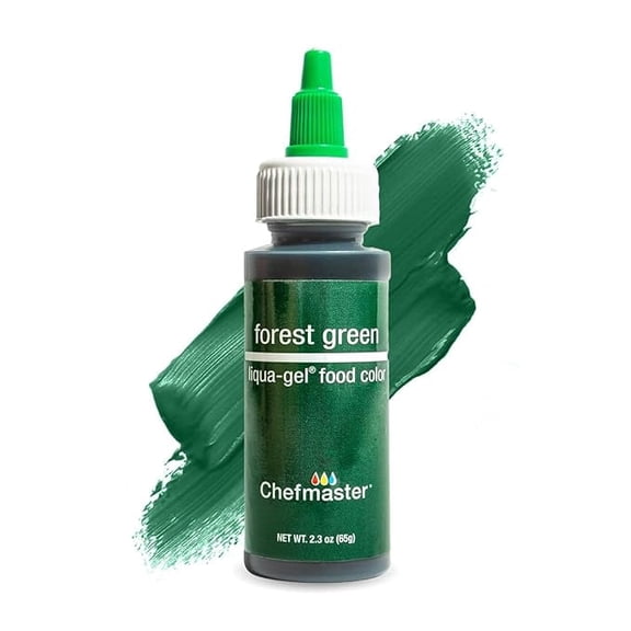 Chefmaster Forest Green Liqua-Gel Food Coloring - Vibrant Color - Professional-Grade Dye for Icing, Frosting, Fondant - Baking & Decorating - Fade-Resistant - Easy-to-Use  - 2.3 oz