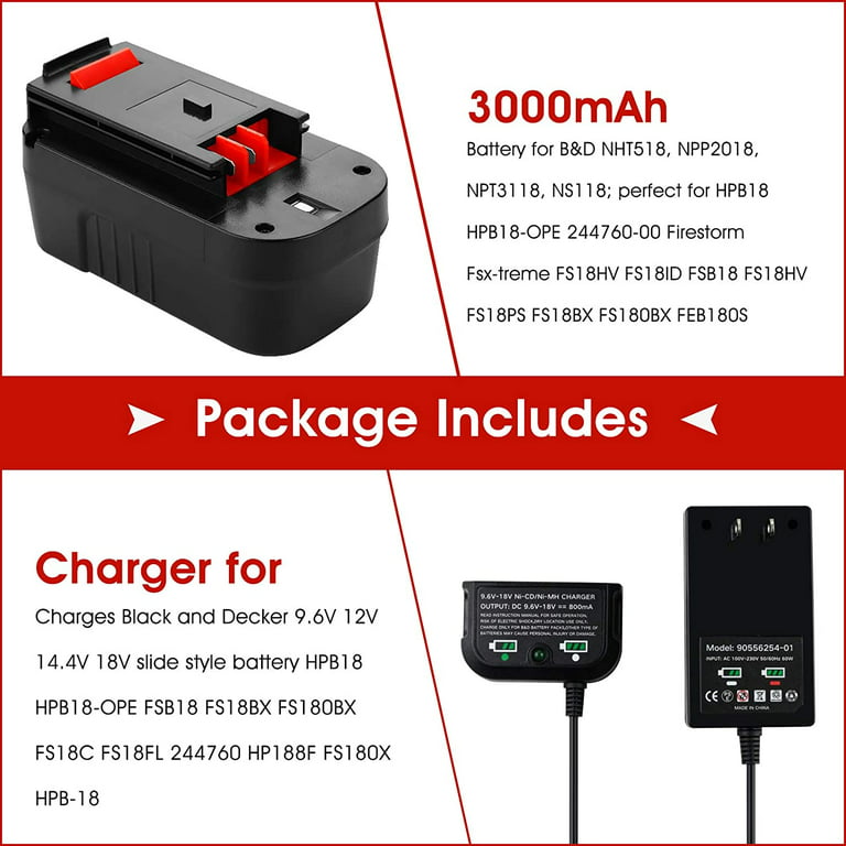 18V for Black & Decker HPB18 18 Volt 4.5Ah Battery /Charger HPB18