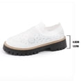 thumbnail image 7 of Rokment Women's Glitter Rhinestones Platform Walking Shoes Comfortable Slip on Socks Chunky Mid Heel Oxfords Casual Dress Fashion Sneakers White Size 8.5, 7 of 7