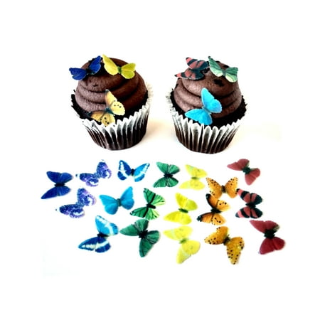 Assortment Scrapbooking - 24 Rainbow Color Assortment Wafer Paper Butterflies Small 1 Inch for Decorating Desserts Cupcakes Wedding Cakes