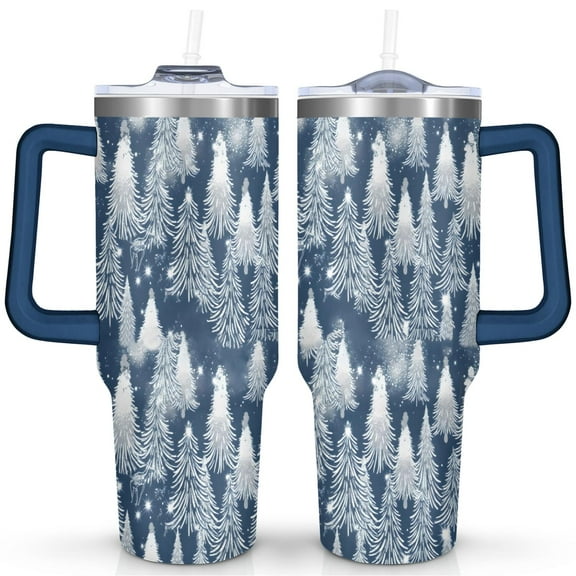 Merry Christmas 40 OZ Coffee Tumbler with Handle Double Wall Xmas Tree Travel Cups Modern Thermal Insulated Coffee Mug for Holiday Accessories Camping Outdoor for Women Men Friend Dad