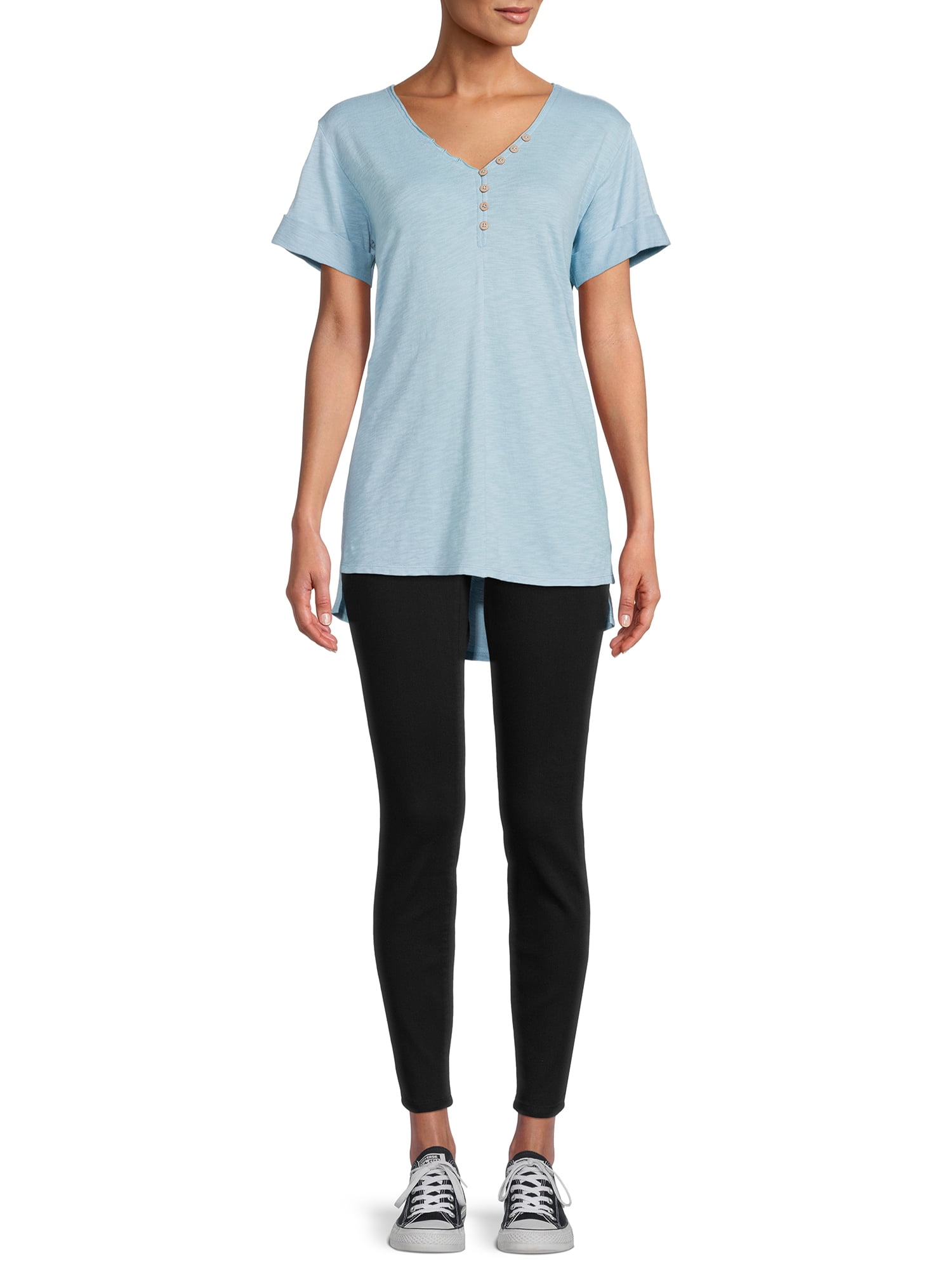 Time and Tru Women's Short Sleeve Henley