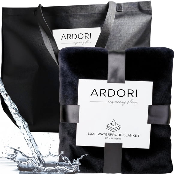 Manta impermeable ARDORI tamaño king negra y gris 210 x 210 cm