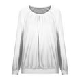 thumbnail image 3 of Jalioing Blouses for Women Pleated Front Crewneck Loose Shirts Fashion Long Sleeve Casual Plain Tunic Tops, 3 of 5