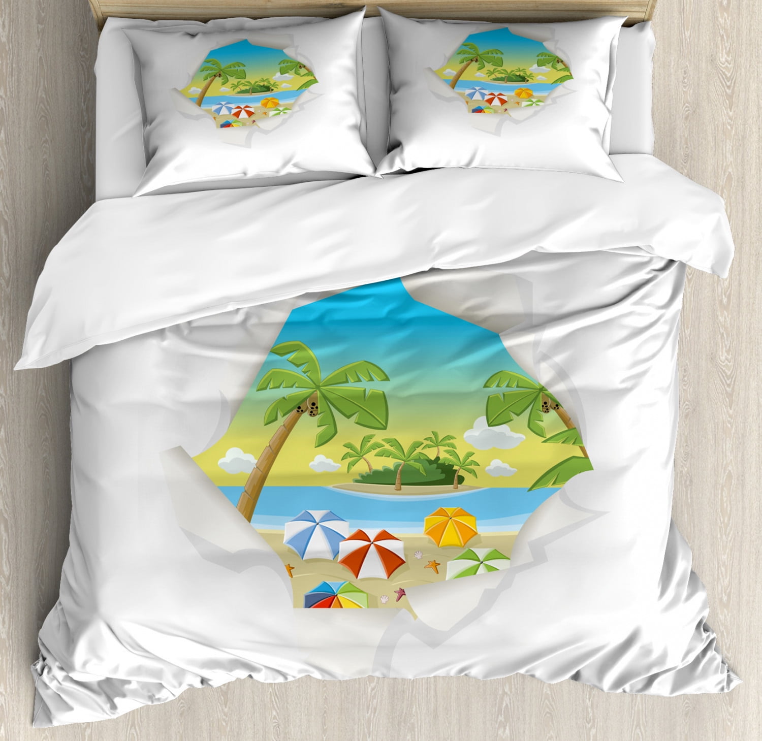 Beach Print Pattern Duvet Cover Bedding Set
