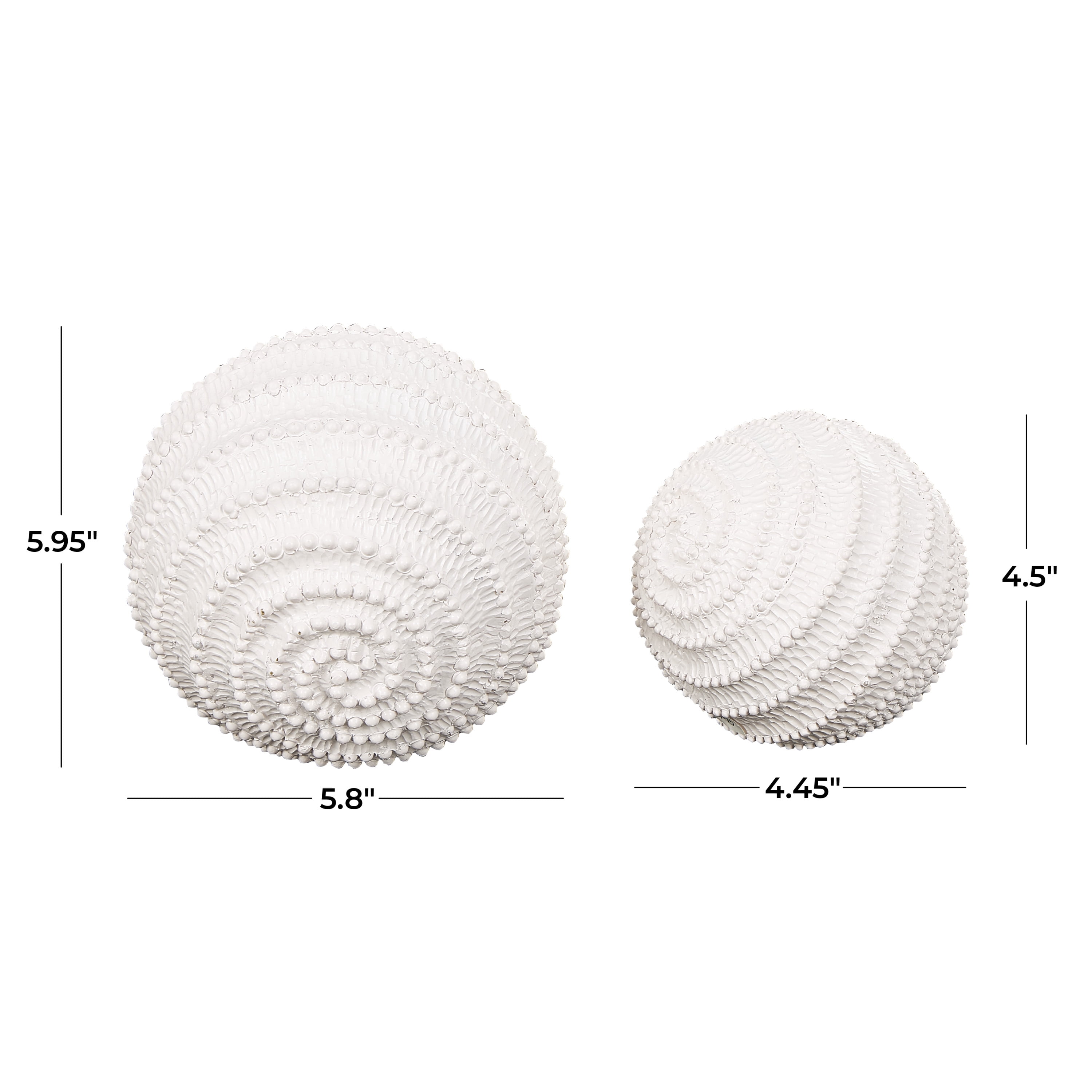 6", 5"H Cream Resin Textured Coral Sculpture with Dimensional Ball Details, by DecMode (2 Count)