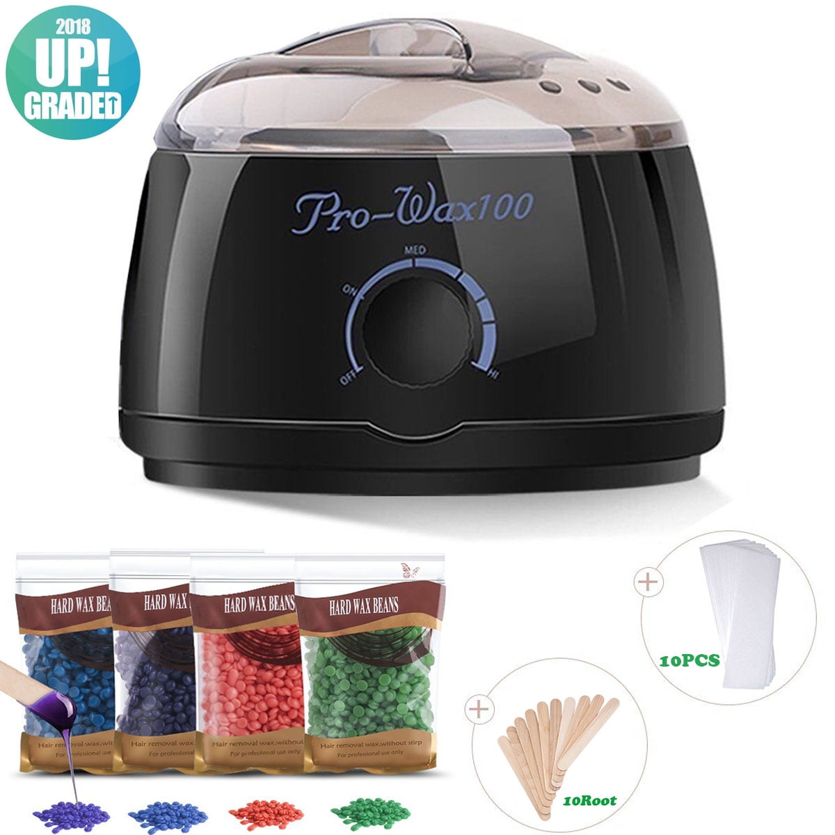 Wax Warmer, Hair Removal Waxing Kit, Electric Wax Heater with 4 Hard