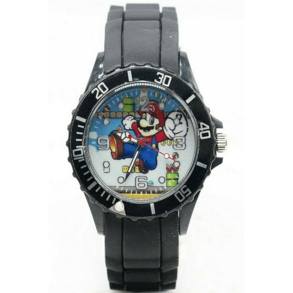 Super Mario by Mainstreet Classics Unisex 20mm Silicone Band Stainless Steel Wristwatch, Multicolor