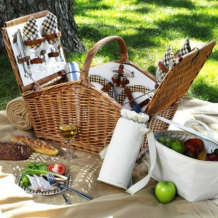 Picnic Coffee Set - Picnic At Ascot Huntsman Basket for Four with Coffee Set and Blanket in London