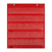 Pocket Chart Double Sided with 5 2 Pockets for Daily Schedule,Class Demonstrations,Classroom Office Home Activities 13.75x16.5Inch Red
