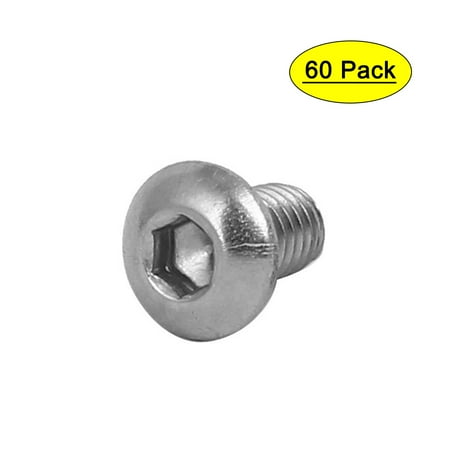 

M3 x 5mm 304 Stainless Steel Hex Socket Button Head Cap Screws Bolts 60PCS