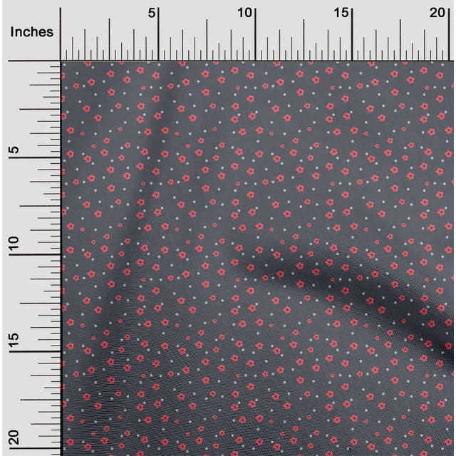 oneOone Georgette Viscose Fabric Dot & Flower Floral Print Fabric BTY 42 Inch Wide