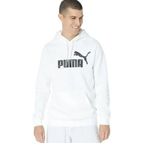 Puma WHITE Essentials Big Logo Fleece Hoodie, US Large
