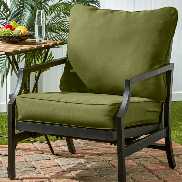 Outdoor 2 Pc Deep Seat Cushion Set, Green Outdoor Furniture Cushions