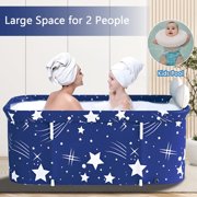 47in Large Portable Folding Bathtub, Hot & Cold Soaking Bath tub, Starry Blue(SolarSoda)