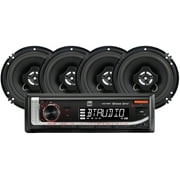 Dual Electronics XD18SPK4 Single DIN Car Stereo and (4) 6.5" Coaxial Speakers Bundle, New