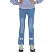 Trousers Pants for Boys and Girls Casual Jeans Elastic Waist Denim Toddler Comfort Flex Waist Trousers Linen Pants,Size 4 Years-5 Years