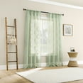 thumbnail image 4 of No. 918 Ravenna Embroidered Medallion Sheer Rod Pocket Curtain Panel, 50"W X 84"L, Pastel Green, 4 of 7