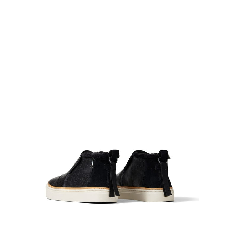 TOMS Women s Croc Embossed Leather and Faux Fur Paxton Slip On