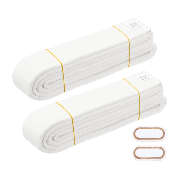 Uxcell Karate Belt, Martial Arts Ranking Belts with Name Tag Solid Cotton Double-Layered Core Long Soft Uniform Training Equipment Fitting for (Taekwondo/Karate/Judo) 5.2ft&2Pcs&White