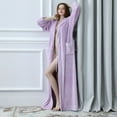 thumbnail image 6 of Plush Long Hooded Robe for Women Flannel Fleece Full Length Bathrobe Winter Warm Pajamas Shower Nightgown Housecoat, 6 of 7