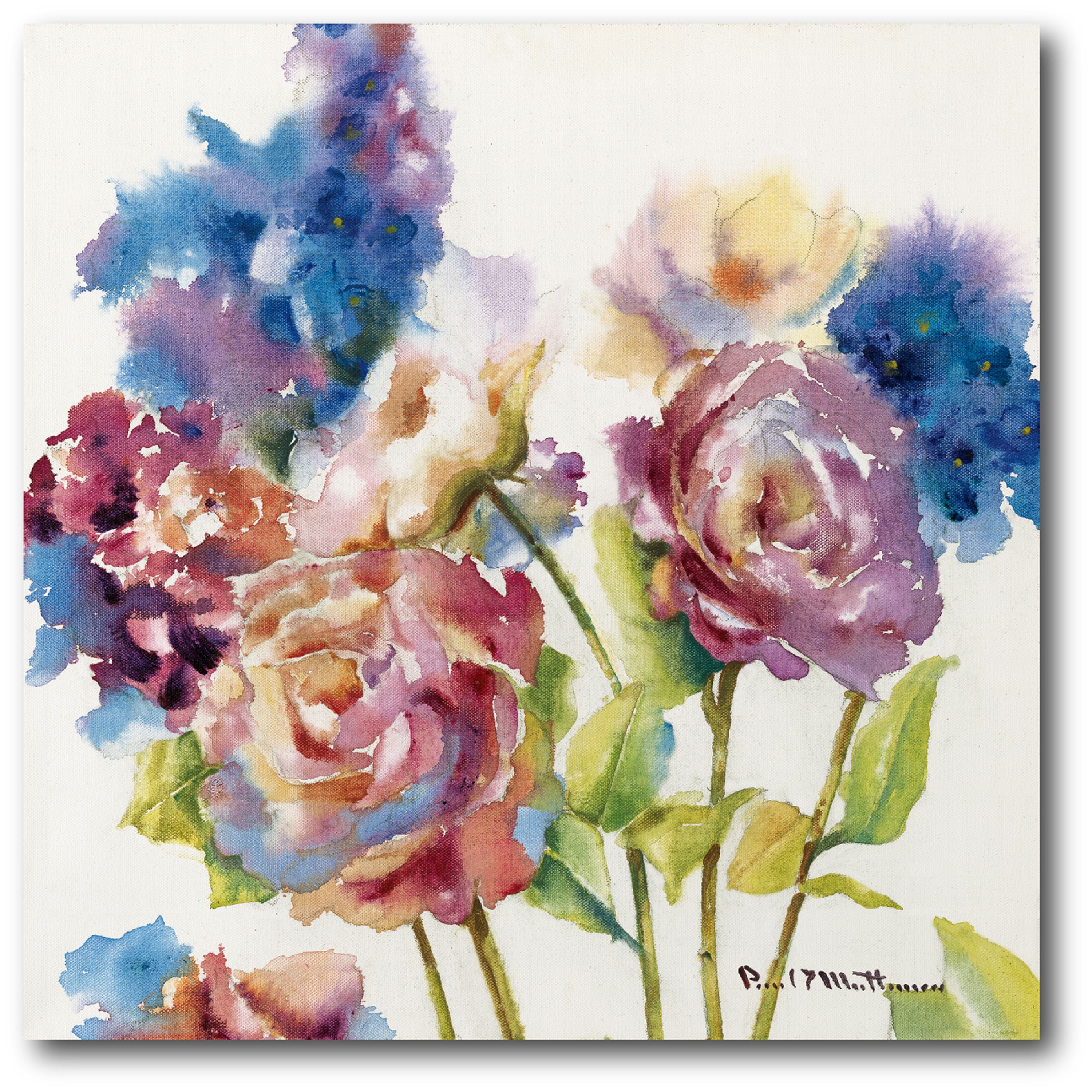 Watercolor Blooms GalleryWrapped Canvas Wall Art, 16x16