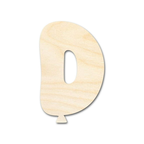 Unfinished Wood Balloon Letter D Shape 16" / 1/2"