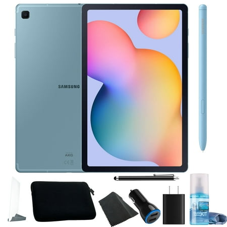Samsung Galaxy Tab S6 Lite (2022) 10.4" 64GB Wi-Fi - Angora Blue with Zipper Sleeve, Tablet Stand, Car/Wall Adapters & Cleaning Kit