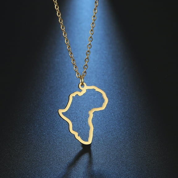 Hollow out African map Golden Silver Color pendant necklace 14K Yellow Gold men's and women's simple South Africa necklace jewelry gift