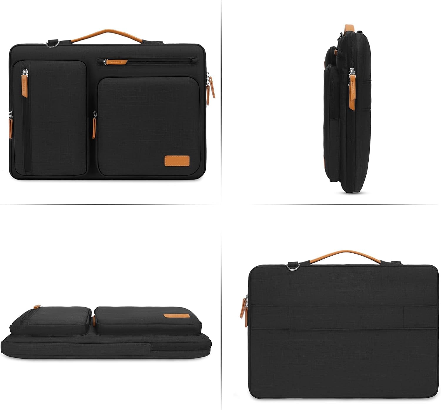 Mosiso 360 Protective Laptop Shoulder Bag for MacBook Air 15 inch M3 M2 Lenovo Acer Asus Dell Lenovo HP Samsung Notebook Sleeve Carrying Case Computer Messenger Bag, Black