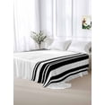 thumbnail image 5 of Black Striped Full Size Flat Sheet, Wrinkleproof & Fadeproof Cooling Flat Bed Sheet Only, Modern White Striped Abstract Art Aesthetics Breathable Soft Bedding Top Sheets 81 x 96 Inches, 5 of 8