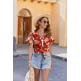 thumbnail image 3 of Zeagoo Women's Hawaiian Button Down Shirts Casual Short Sleeve Floral Tropical Print Summer Blouse Tunic Top, 3 of 6