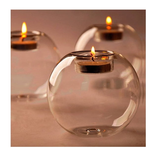 Crystal Glass Candle Holder Romantic European Style Spherical Candlestick