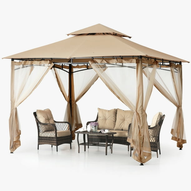 ABCCANOPY 10'x12' Patio Gazebo With Mosquito Netting and Double Soft