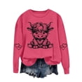 thumbnail image 2 of ersvoioy Womens Cow Print Sweatshirt Crewneck Loose Fit Long Sleeve Hoodless Pullover for Fall Hot Pink L, 2 of 6