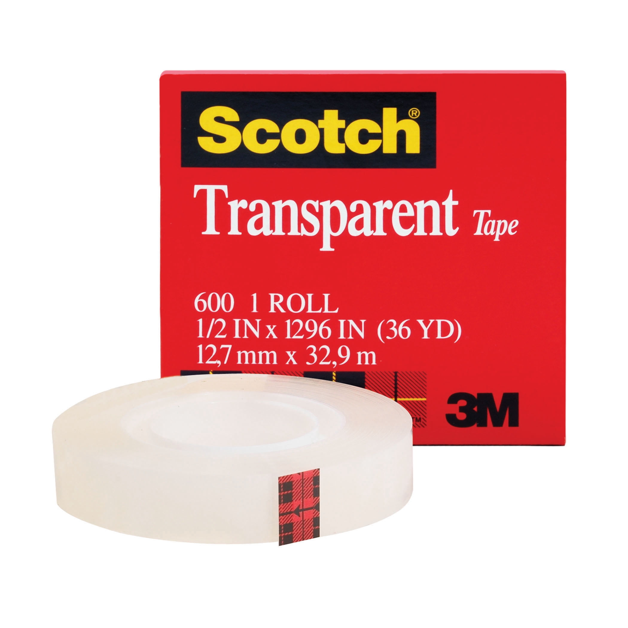 Scotch Transparent Tape Roll, 1/2" x 1296", Pack of 6