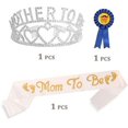 thumbnail image 3 of MEANT2TOBE Silver Baby Shower Decoration Set for Mom and Dad, Premium Tiara + White & Gold Sash + Blue & Gold Dad to be Pin, Maternity Christmas Gift, 3 of 6