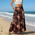 thumbnail image 5 of LWavelet Women Floral Print Tiered Maxi Skirt Elastic Waist With Pockets Boho Summer Long Skirt Coffee XL, 5 of 6