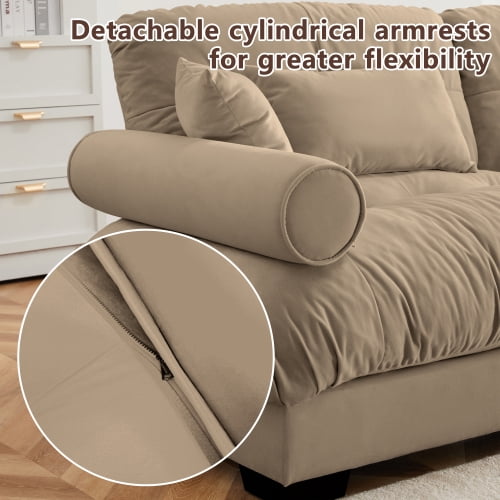 GAKMCIL 93.7" Loveseat Sofa, 2 Seater Modular Sectional Sofa, Large U Shaped Sectional Velvet Fluffy Couch,Deep Seat Sofas for Living Home