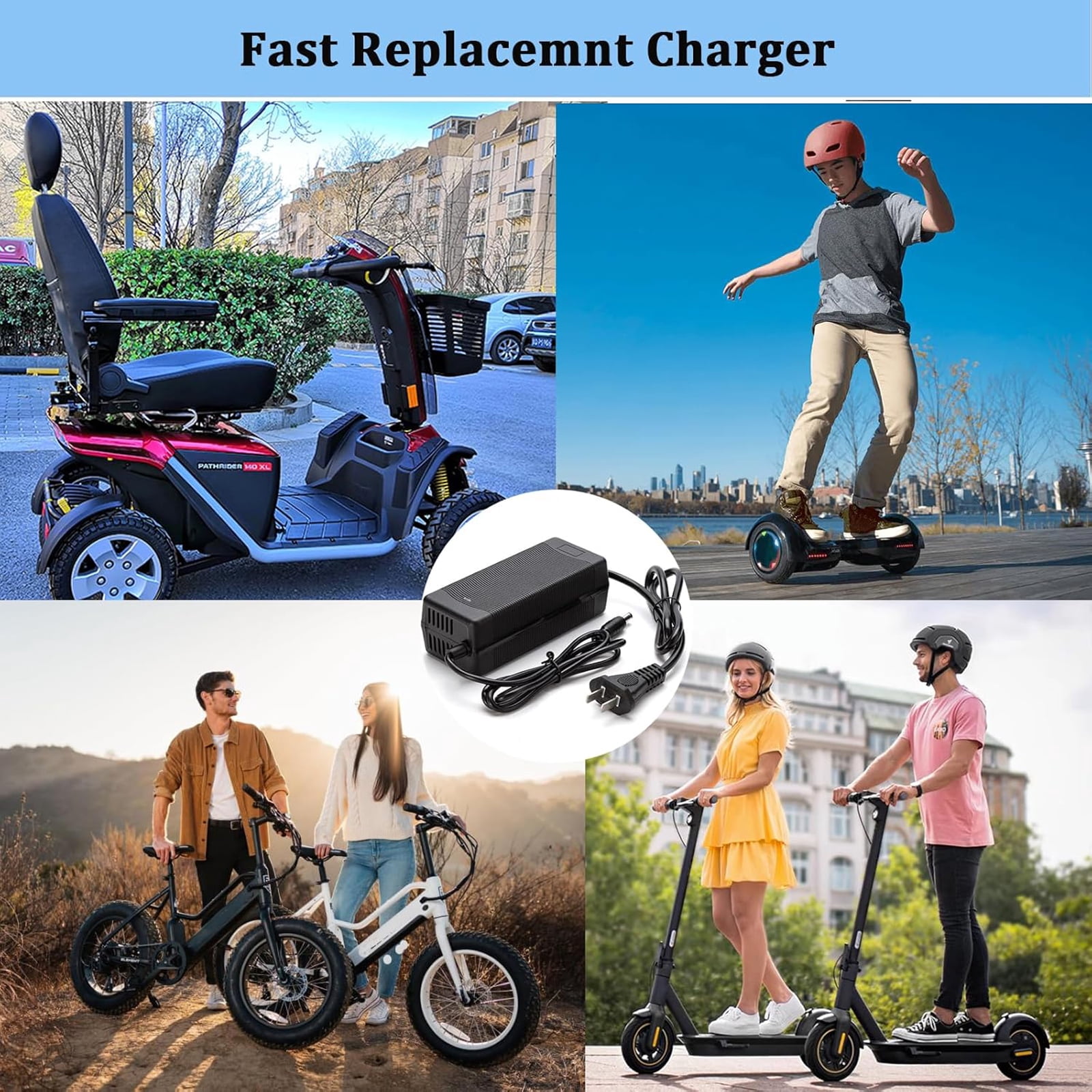 Lectric Ebike Charger 48V, 54.6V 2A Ebike Battery Charger For 48V Lithium Battery, Electric Bicy- Power Adapter With 2.1