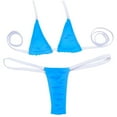 thumbnail image 2 of AHTJRT Triangle Halter Bikini Sets for Women Microbra Thong Swimwear Suit Cheeky Mesh Sheer See Through Two Pieces Bathing Suits Sky Blue Free Size, 2 of 3