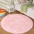 thumbnail image 5 of Pink Round Rug,Fuzzy Plush Carpets,Super Fluffy Circle Rugs for Baby Nursery Bedroom,Soft Shaggy Rug for Girls Home Decor,Cute Carpet for Dorm,4*4 ft, 5 of 9