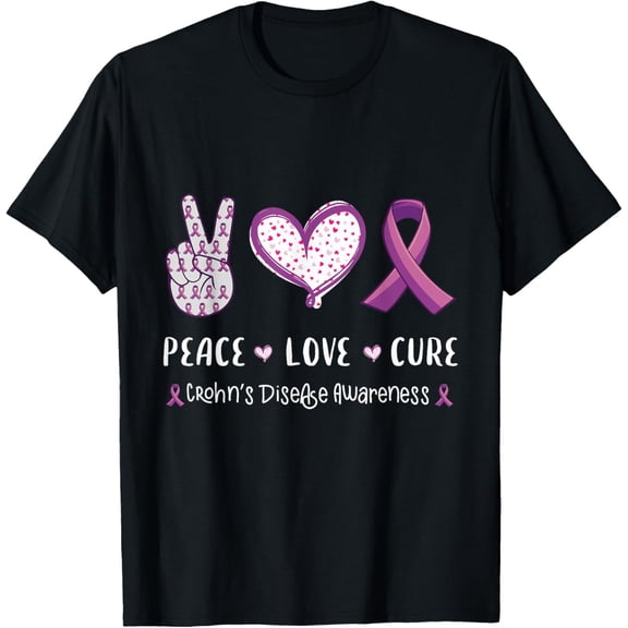 Exquisite and comfortable-Peace Love cure crohn's disease awareness men women IBD T-Shirt