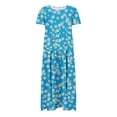 thumbnail image 4 of Viikei Womens Dresses Summer Clearance,Women's Casual Tunic Short Sleeve Dress,Women's Flower Printing Casual Short Sleeve Crewneck Dress Casual Flowy Tiered Maxi Beach Dress Light Blue M, 4 of 6