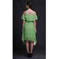 thumbnail image 2 of Bimba Tunique à Épaules Dénudées Imprimée Teinture sur Nœuds Verte pour Femmes Robe de Soirée Col Rond - Très Grande Taille, 2 of 6